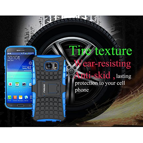 Galaxy S6 Hülle,Pegoo Schutzhülle Dual Layer Hybrid Harte Rüstung Handyhülle Drop Resistance Handys Schutz Hülle mit Anti-Kratz Stoßfest Schutzhülle mit Ständer Case Hülle Cover fall Schale für Samsung Galaxy S6 (Blau) - 6
