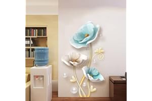 ‎COVPAW COVPAW® Wandtattoo Wandaufkleber XXL Tulpe Blau Blumen Wandsticker Wandbild Bilder Wohnzimmer Schlafzimmer Decor