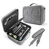 GRAN CAPACIDAD: Este estuche de almacenamiento se adapta a todo el sistema de interruptores de Nintendo: hasta 32 tarjetas de juegos, consola de interruptores, controlador Pro, dos Joy-Cons (L&R), empuñadura de carga Joy-Con, cuatro correas Joy-Con, cable HDMI, base para escritorio y otros accesorios
