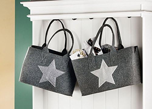 CH Trading 'Gd Felt Bag Glitter Star Grey Bag with Dark Silver Star
