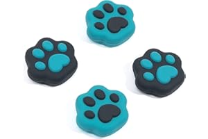 GeekShare 4 PCS Tapas de Agarre para el Pulgar con Diseño de la Patita de Gato, Silicona Tapa de Joystick Compatible con Nintendo Switch & Switch Lite, Cubierta para Controlador Joy-Con (Azul y Negro)