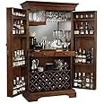 SS WOOD FURNITURE Sheesham Solid Wood Pre-Assemble Wooden Bar Cabinet with Wine Glass Storage (Brown, 90x50x180cm)