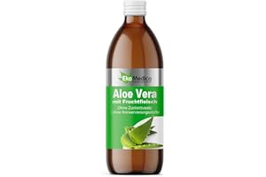 EkaMedica® Aloe Vera mit Fruchtfleisch Nahrungsergänzungsmittel - Natürlich Rein Saft - Ohne Zuckerzusatz Konservierungsstoffe Duftstoffe (500 ml)