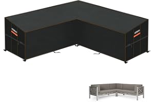 HEIMUNI Funda Sofa Exterior Impermeable Forma L, Funda Protectora Muebles Jardin Funda Sofa Exterior en L, Funda Sofá Esquinero Jardin Funda para Muebles de Jardín en Forma L 255x255x100x80/65cm