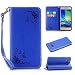 Produktbild Lonchee Samsung Galaxy A5(2015) Wallet Tasche Brieftasche Schutzhülle , geprägten Design Hochwertige PU Leder Folio Tasche Case Hülle im Bookstyle mit Standfunktion Kredit Kartenfächer (blau)