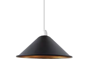 DC VOLTAGE Retro Vintage Lampshade Metal Cone Lampshade Easy Installation Industrial Lampshade 4cm E27 Hanging Hole Hallway (Black Inner Gold) LSFT220A