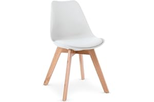 buybuy Kit Sedie GENOVA in PP con piedi in legno di faggio e metallo KITGEN001 (1, Bianco, 45x53x84)