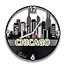 Produktbild Chicago Skyline, USA Großstadt, Heimat-Souvenir, Wolkenkratzer und Gebäude Handgefertigte Design für Raisender, Vinyl Wanduhr von Handmade Solutions