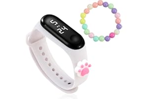 Joynine Orologio digitale per bambini, sportivo, con cinturino in silicone, con artigli di gatto, in plastica, impermeabile, età 6-15 anni, plastica