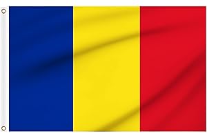 WOILTRYN Romania Flags 5ft x 3ft, Large Big Romanian Flag with Brass Eyelets for Romania National Day Events School Culture Day Party Outdoor Decorations