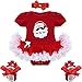 YiZYiF My First Christmas Tree Santa Jumpsuit Girls Tutu Outfit Baby Dress Clothes Set Christmas Santa Claus 0-3 Months