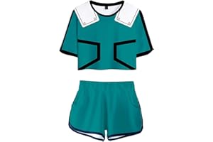 Flyself Teenager Mädchen Anime 3D Druck T-Shirt und Kurze Hosen 2 Stück Anzug Bakugou Deku Katsuki Sommer Kurzarm T-Shirts+ Hosen Sportanzug Trainingsanzüge Outfits