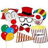 Veewon 13 Stück Fotorequisiten Photo Booth Props Diy Kit Zirkusclown Cosplay für Fotografie in Karnevals-Party, Hochzeit, Geburtstagsfeier