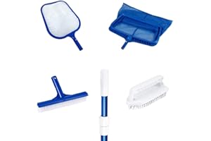 Poolpanda Poolreiniger Set Poolkescher feinmaschig Poolbürste Teleskopstange (Set XS)