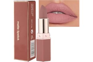 MORNERY Matte Lipsticks for Women Long Lasting - Non Stick Cup Velvet Lip Gloss Lip Stain/Matte Nude Hot Pink Lipstick/Hydrating High Pigmented Smooth Lipsticks for Women Girls (03 Nude)