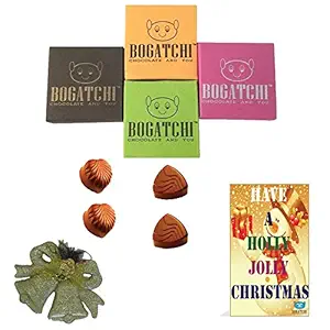 Christmas Gifts, Merry Christmas Chocolates, Premium Xmas Gift Set, 4 Pieces, Free Xmas Bells and Free Merry Christmas Greetings Card