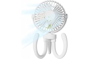 BWBIKE Baby Stroller Fan Handheld Personal Portable Desk Fan Rechargeable Table Fans 360° Rotatable Car Seat Fan Mini USB Fan, White