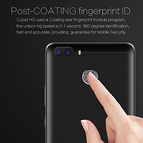 CubotÂ H3 - 4G Smartphone, Handy ohne Vertrag, 5.0 Zoll, Android 7.0, MT6737 1.3GHz Octa-Core, 3GB RAM 32GB ROM, 6000mAh, Fingerprintsensor ID, Frontkamera + Dual Back-Kamera, Dual SIM Dual Standby (Schwarz)