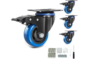 ACURYX Set of 4 Heavy Duty Castors 75 mm with A/B Brakes Including Mounting Accessories Swivel Castors Transport Castors - 360° Rotation up to 600 kg Portability for Furniture Transport and Industrial