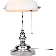 GDLight Tischlampe Im Vintage-Stil - Mit Stoffschirm & Pfauenbasis, 55 Cm Hoch, E27 Fassung, Für Schlafzimmer & Wohnzimmer