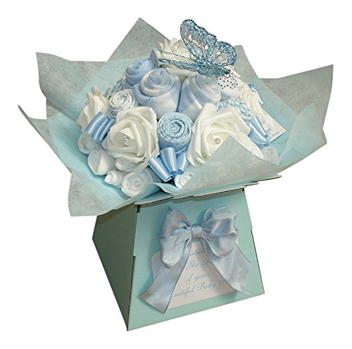 Personalised New baby Gift, Baby Boy Clothing Bouquet, Baby Shower Gift, Baby Clothing (3-6 Months)