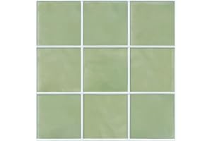 Commomy 10 Pcs Sage Green Self Adhesive Wall Tiles for Kitchen,11'8 x 11'8 UrltraLight PVC Square 3D Stick on Tiles for Bathroom, Bedroom, Living Room, RV