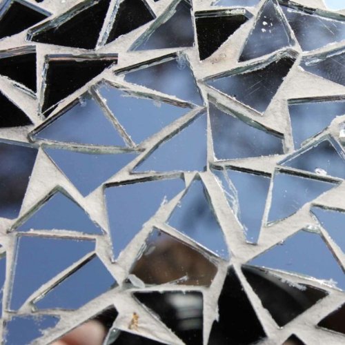 Hübsches Hängendes Silber Spiegel-Mosaik Herz Ornament, Garten oder Haus Deko - 3