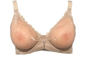 BaronHong Sujetador inalámbrico Pechos Falsos Mastectomía de travestis de Senos de Silicona; Cuello en V Atractivo Ver a través