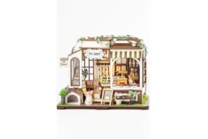 Quanquer DIY Wooden Dollhouses_Miniature 3d Pet Shop House Kit with Furniture, Pet Store 3D Wooden Puzzle Booknooks Kits, Model Kits for People over 14 Years Creative Gift