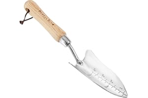 Berry&Bird Garten Gezackte Pflanzkelle, Multifunktionale Schaufel mit Esche Holz und Edelstahl Graben Kelle Transplantter