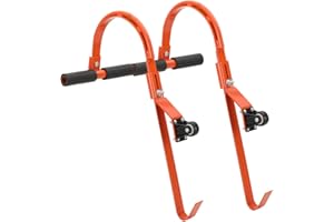 Lfhelper Universal Roof Hook Ladder Kit, 500 lbs Steel Ladder Stabiliser Ladder Roof Hook with Wheels, Rubber Grip T-Bar for Damage Prevention, Roof Ridge Extension