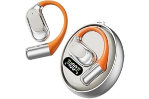 vashoy Słuchawki Bluetooth, słuchawki sportowe Bluetooth 5.4, słuchawki douszne do tłumaczeń, wodoodporne IPX5, cyfrowy wyświetlacz LED, typ otwarty, odpowiednie do sportu/fitnessu/biegania (srebrne)