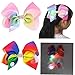 2 Colors Girls Mix Color Diamante Big Fashion Hair Bow Alligator Clips Dance Party School Accessory With Led Light Glow in Dark RS.1779.00