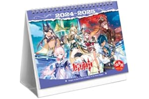 MayDee 2024-2025 Genshin Impact Biennale Tischkalender Kalender, Countdown Tischkalender Anime Figuren Schöne Illustration, Mehrfarbig