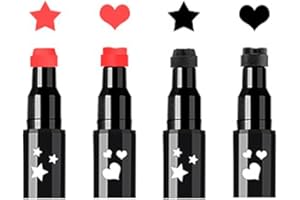 Stern & Herz Gesichtsstempel Eyeliner Set, 4 Stück Rot und Schwarz Eyeliner mit Motivstempel, Star Heart Face Makeup Stamp von „Linble“