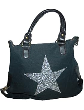 Damen Tasche XXL Shopper Glitzer Stern Damen Tasche Canvas 2016.0148/A22