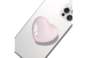 OUDQFCJ Support Téléphone Rétractable avec Poignée en Verre en Forme de Cœur, Compatible avec Smartphone, Base Extensible pour Téléphones Portables (poudré)