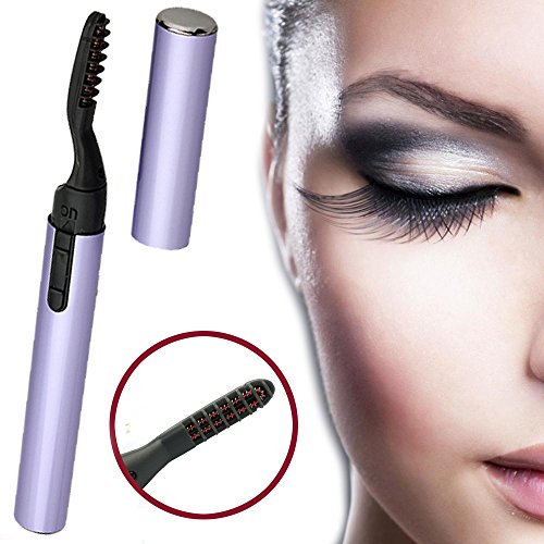 Portable Electric Heated Eyelash Curler Makeup Eye Lashes Pen Style Purple Tool