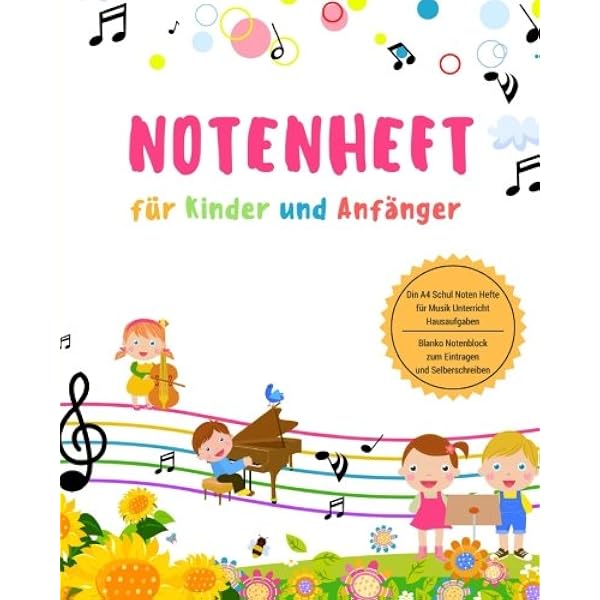 Notenheft Fur Kinder Und Anfanger Din A4 Schul Noten Hefte Fur Musik Unterricht Hausaufgaben Blanko Notenblock Zum Eintragen Und Selberschreiben Amazon De Idee Musik Bucher