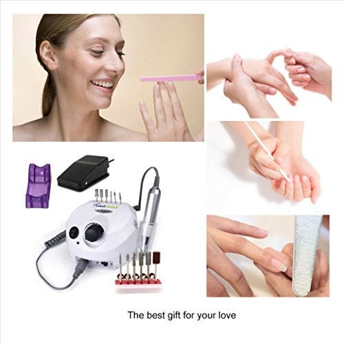 CoastCloud Nagelfrässer Maschine mit Zubehöre für Maniküre und Pediküre, Electric Nail Drill with Accessories, CE Bescheinigung, 220V Weiss - 3