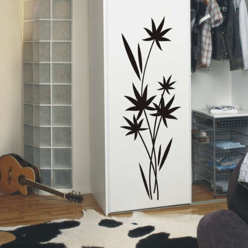 Imagen 1 de Etiqueta de la pared f43 hermosas flores con elegantes adornos tribales 40x13 cm