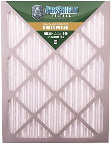 AirShield 40001-212-0028 Dust &amp; Pollen MERV 8 Pleated Furnace Fliter, 16" x 20" x 1", (12 Pack)