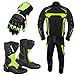 Produktbild REXTEK Motorradanzug mit Handschuhen - Motorrad LeatherBoots - Wasserdichter RacingSuit - für Herren die ganze Saison - Schutzanzug mit CE-Zulassung - Green X-Large