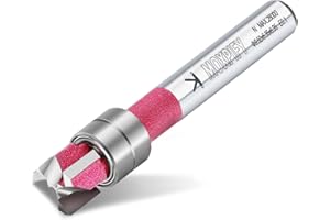 MOXPIFY Double Top Bearing Flush Trim Bit, 3-Flute Router Cutter 6.35mm Shank, 9.5mm Cut Diameter & 6.35mm Cut Length, Flush Trim Cut Router Bit For Woodworking