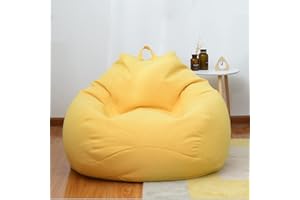 Highdi Fodera per Poltrona a Sacco per Poltrona e Divano,Senza Imbottitura per Adulti e Bambini per Decorazione della Soggiorno Camera Giardino Salotto (100x120cm,Giallo)