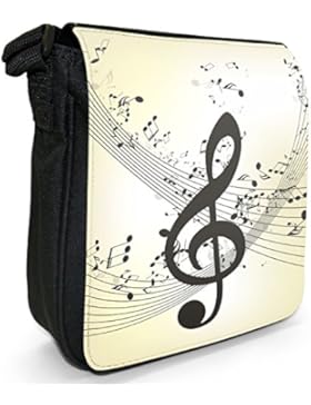Musik ohne Ende mit Notenchaos Kleine Schultertasche aus schwarzem Canvas