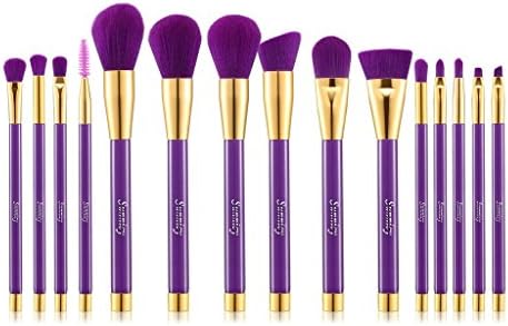 Sunnicy® 15 Piece Professional Natural Premium Synthetic Kabuki makeup brush Cosmetics eyeliner Foundation Blending Blush Face Powder Brush Makeup Brush Set with Case - Pink Silver