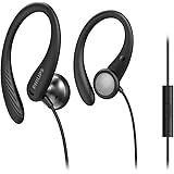 Philips Audio A1105Bk/00 Casque avec Micro, Écouteurs Sport (Arceaux Flexible, Ouverture pour Les Basses, Résistant à la Tran