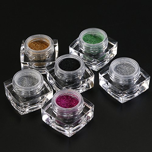RUIMIO Glitzer Lidschatte inkl 2 Kleber 6 Farben Schminkset Glitzer Puder Setund mit Lidschattenpinsel - 6