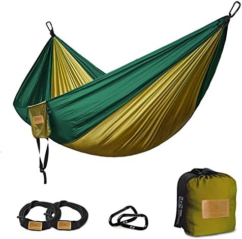 Camping Hammock, Greenmall Double Portable Hammock, Soft Breathable Parachute Nylon Lightweight Hammock for Hiking Travel Backpacking Beach Garden, 660lbs Capacity, 270cm*140cm, 2 YEAR WARRANTY